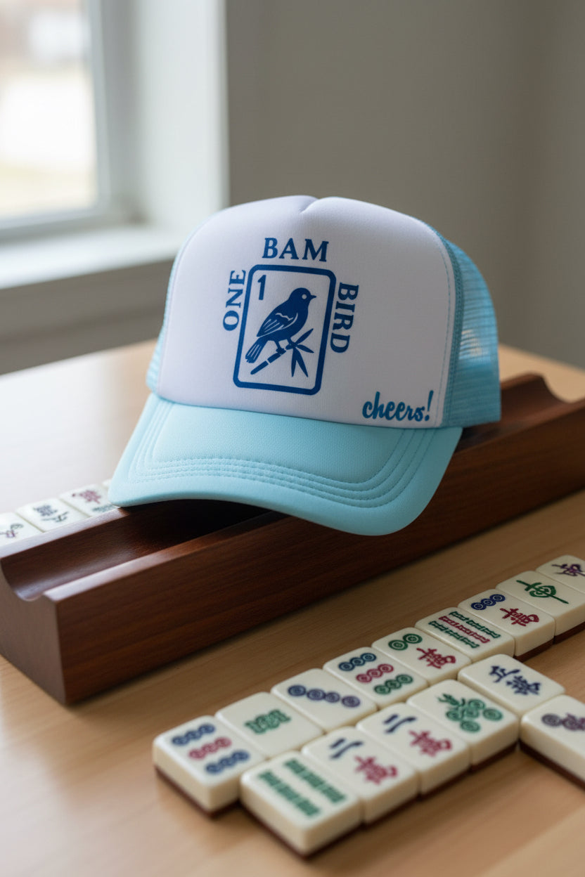 ONE, BAM, BIRD--CHEERS Blue Trucker Hat
