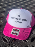 Deep Fuchsia Otto Trucker Hat with Black Playful Font