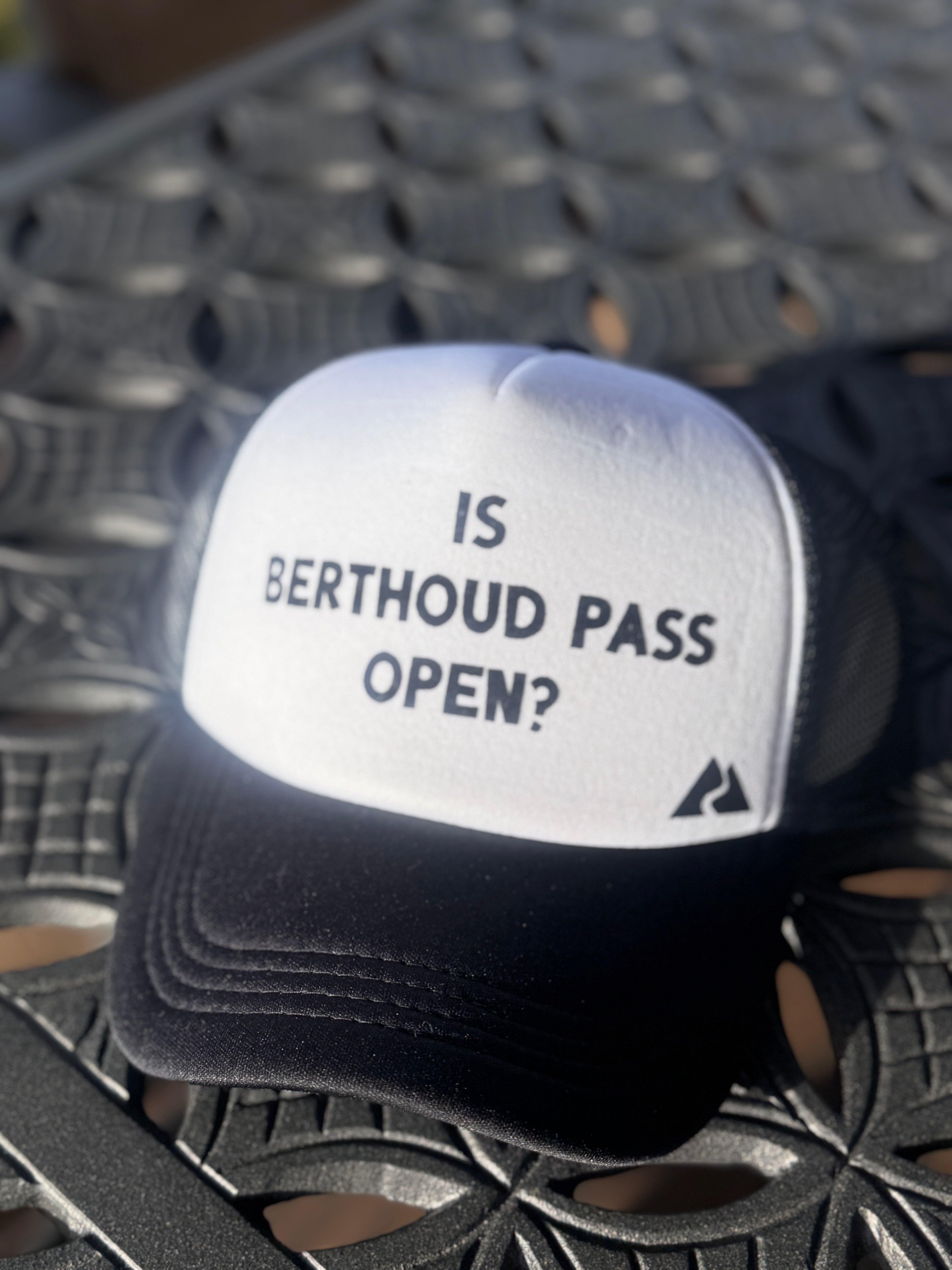 Black and White Trucker Hat with Black Standard Font